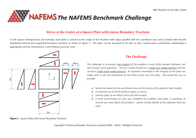 NAFEMS Benchmark Challenge Number 01