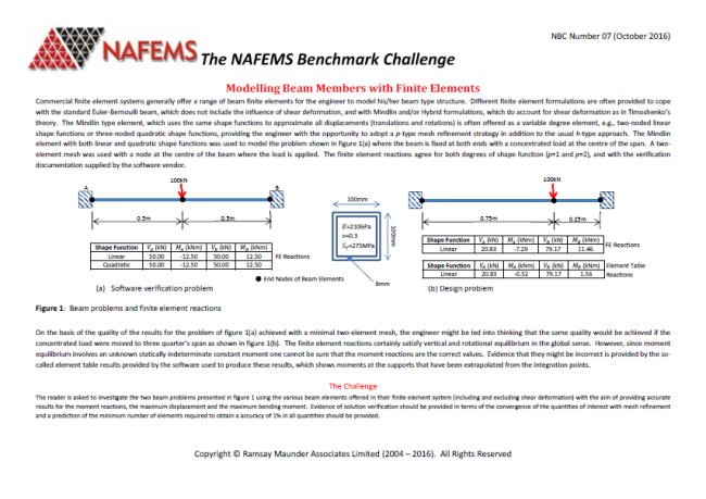 NAFEMS Benchmark Challenge Number 07