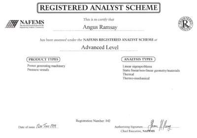 NAFEMS Registered Analyst Certificate