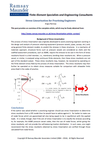 Stress Linearisation for Practising Engineers