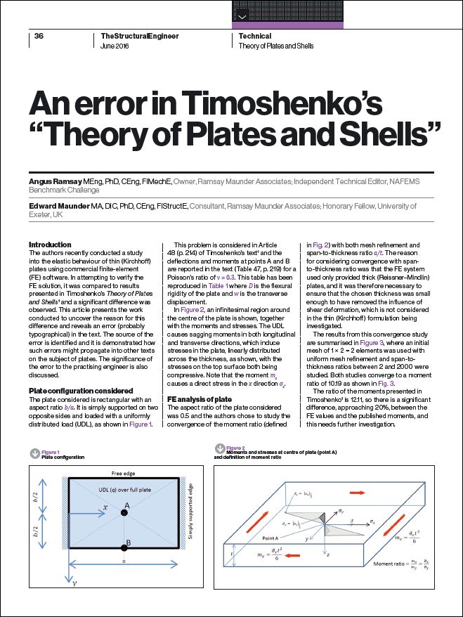 An Error in Timoshenko's 'Theory of Plates and Shells' -